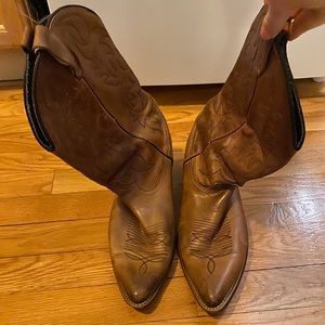 Vintage Dingo Brown Leather Cowboy Boots